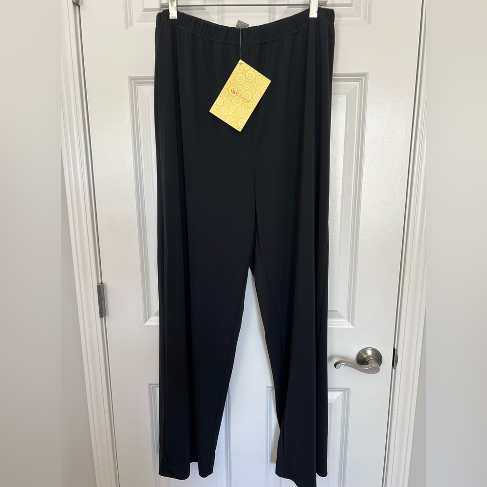 Victor Costa Elegant Black Women's Elastic Waist Pants - Size 1X.  32” inseam